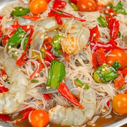 ตำขนมจีน กุ้งสด