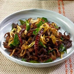 เนื้อสมุนไพรแดดเดียวเจ