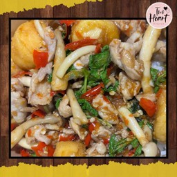 ข้าวราดกะเพราเห็ด