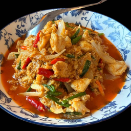 กรรเชียงปูผัดไข่เค็ม (กับข้าว)