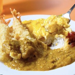 ข้าวแกงกะหรี่ กุ้งเทมปุระ+ไข่ข้น