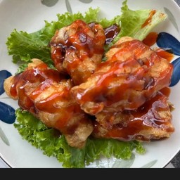 น่องไก่ราดซอสเกาหลีสูตรเผ็ดคูณ 2