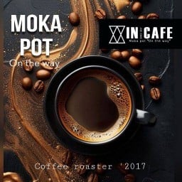 Moka pot by. In cafe Krabi Airport