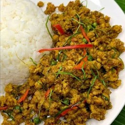 ข้าวคั่วกลิ้งหมูสับ
