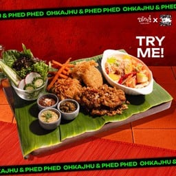 เซทไก่ทอดข้าวจี่ฟักทอง ตำผลไม้น้ำปลาเคี่ยว
