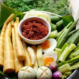 ชุดน้ำพริกแมงดา ผักรวม ชุดใหญ่+ไข่ต้ม2ฟอง