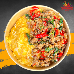 [อร่อยซ่ากับโค้ก] ข้าวไข่ข้น กะเพราหมูสับ +  โค้ก ออริจินัล (กระป๋อง)