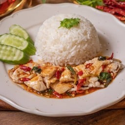K35.ข้าวกระเพราไก่ (ชิ้น ) (สับ)