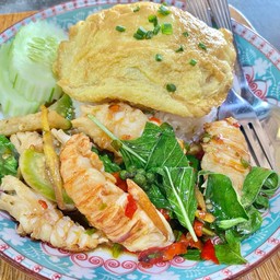 ผัดฉ่ากั้งกระดาน+ไข่เจียว