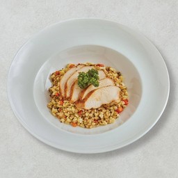 ข้าวดอกกระหล่ำผัดกะเทียมอกไก่ย่าง