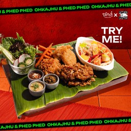 เซทไก่ทอดข้าวจี่ฟักทอง ตำผลไม้น้ำปลาเคี่ยว