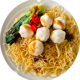 บะหมี่ไข่/บะหมี่หยก ลูกชิ้นหมึกลวก (สามารถเลือกเส้นได้)