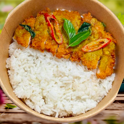 [อร่อยซ่ากับโค้ก] ข้าวหมูทอดกรอบ&ซอสแกงเขียวหวาน +  โค้ก ไม่มีน้ำตาล (กระป๋อง) 