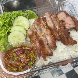 คอหมูทอด (กับข้าว)