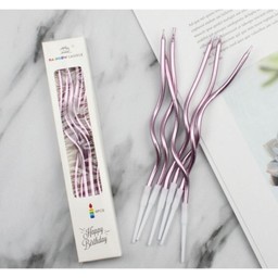 เทียนเกลียวโค้ง ชมพู เมทัลลิค