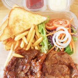 สเต็กดับเบิลหมู BBQ