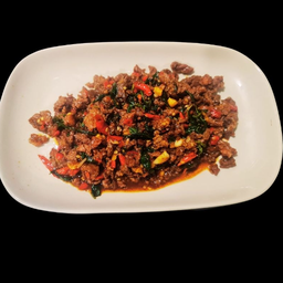 กะเพราพริกแห้ง เนื้อ