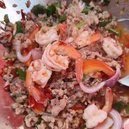 ยำวุ้นเส้นหมูสับกุ้งสุก