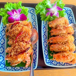 กุ้งแม่น้ำทอดซอสมะขาม