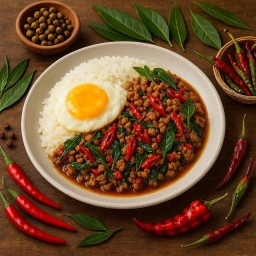 ข้าวกะเพราขุนเขา (มีพริกลาบ)