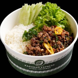 ข้าวกะเพราเนื้อโคขุนสับ