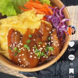 ข้าวหมูสามชั้นสไลด์เทอริยากิ