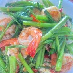 ผักบุ้งใส่กุ้ง