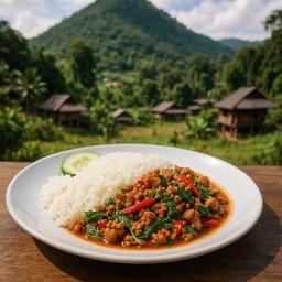 ข้าวผัดกะเพราภูผา(ใส่มะแขว่น)