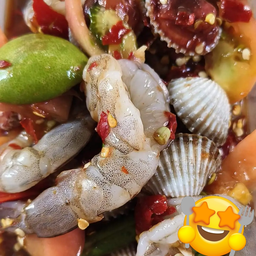 ตำเหลาหอยแครงกุ้งสด