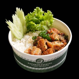 ข้าวกะเพราหมูกรอบ(ชาชู)