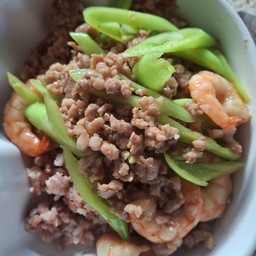 ผัดพรืกอ่อนกุ้ง+หมูสับ