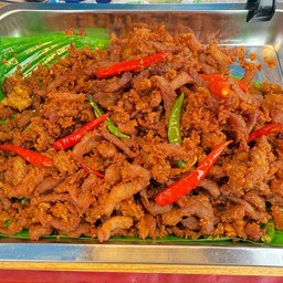 หมูทอดกระเทียมพริกสด(แบบขีด)