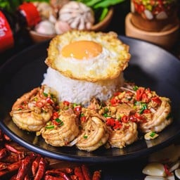 กุ้งคั่วพริกเกลือ -ราคาไม่รวมไข่ดาว