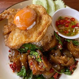 กะเพราเนื้อตุ๋น+ไข่ดาว