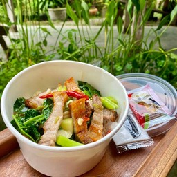 ข้าวคะน้าหมูกรอบ