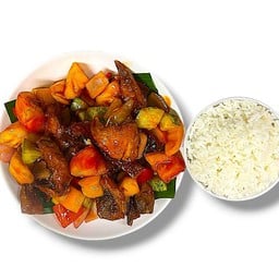 Sweet and Sour Fish Slice with Rice เปรี้ยวหวานปลาราดข้าว