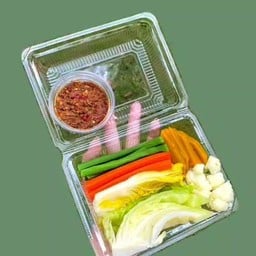 พริกปลาร้าสับ ผัด+ผักต้ม