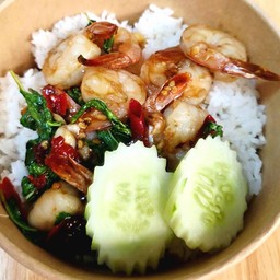 ข้าวกะเพรากุ้ง