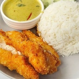 ข้าวหน้าไก่ทอดราดซอสเขียวหวาน