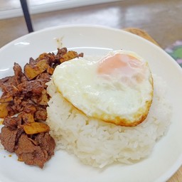 ข้าวสวย หมูสไลด์หมัก ผัดซอสหม่าล่า