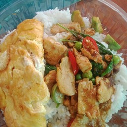 เขียวหวานแห้งไก่+ไข่เจียว