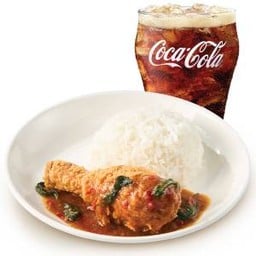 [อร่อยซ่ากับโค้ก] ชุดข้าวไก่ทอดแมค ซอสกะเพรา (XL)