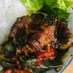 ผัดเครื่องแกงปลาดุกเป็นกับข้าว