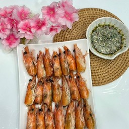 หัวกุ้งทะเลนึ่ง 30 หัว + น้ำจิ้มซีฟู้ด