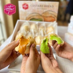 ขนมปังสังขยาใบเตย ชานม