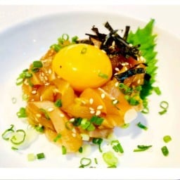 (481) แซลมอนหมักซอส Salmon Yukke