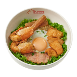 17.ใหญ่อบ รวมใส่กุ้ง 2 ตัว B.FlatNoodlewithChicken,Ham,Squid&2Prawn