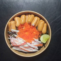 มาม่าซอสต้มยำรวม(ไข่กุ้ง+ปูอัด+ไส้กรอกไก่)