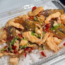 ข้าวกะเพราไก่ไข่เยี่ยวม้า