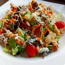 (616) สลัดหนังปลาแซลมอนกรอบ Salmon Skin Salad
